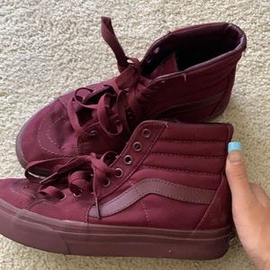 Burgundy vans worn Maybe twice in decent condition